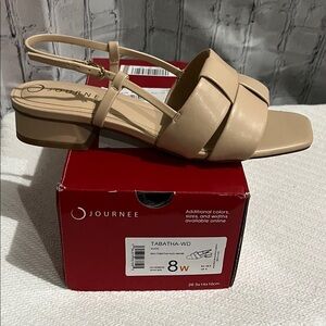 Journee Collection Beige Block Heel Sandals